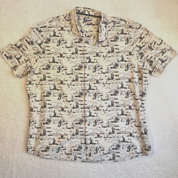 Johnnie O Mens 2XL Ezekiel Button Down Shirt White Cactus Hangin Out Resort - Picture 1 of 7